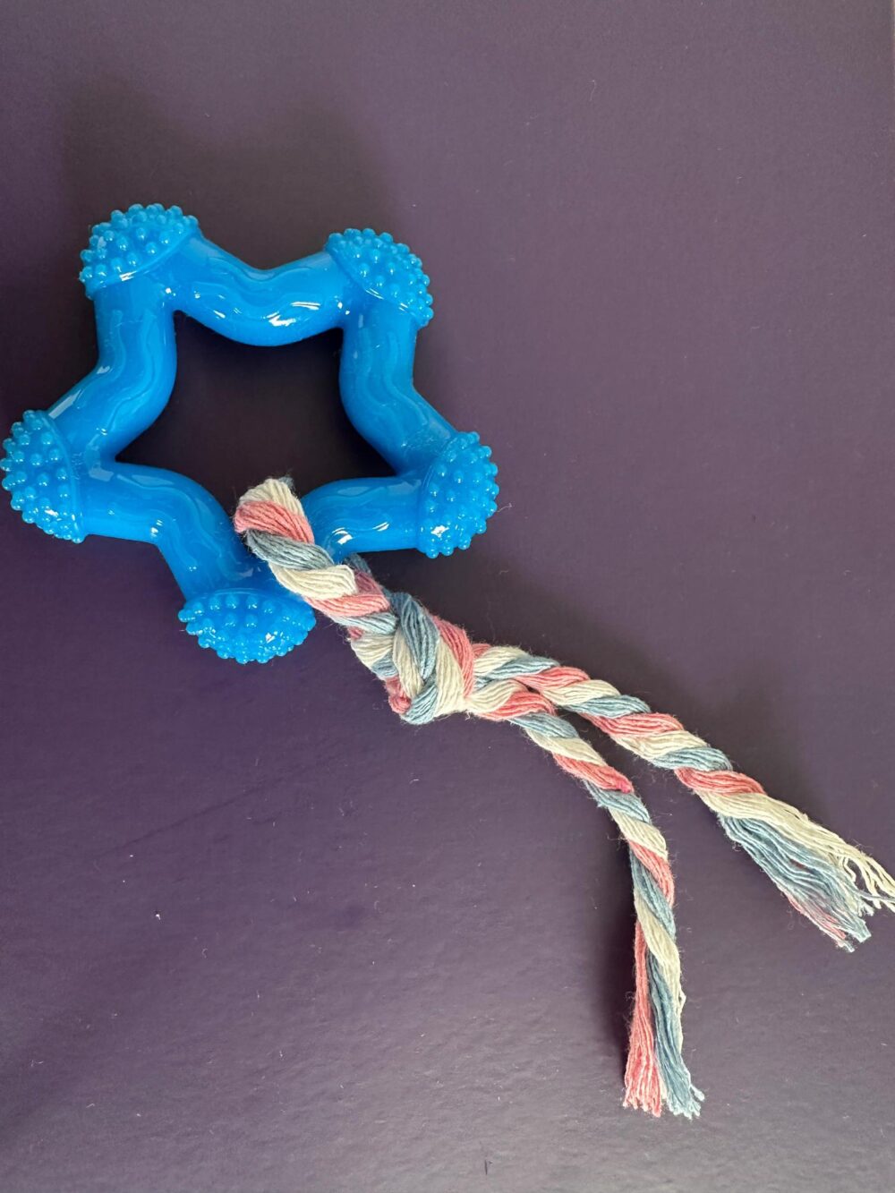 Star-Shaped Rubber Toy with Rope